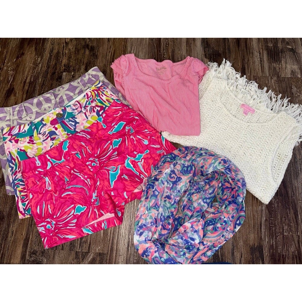 VTG. Rare Lilly Pulitzer top shorts scarf clothing lot of 6 size 0/XS